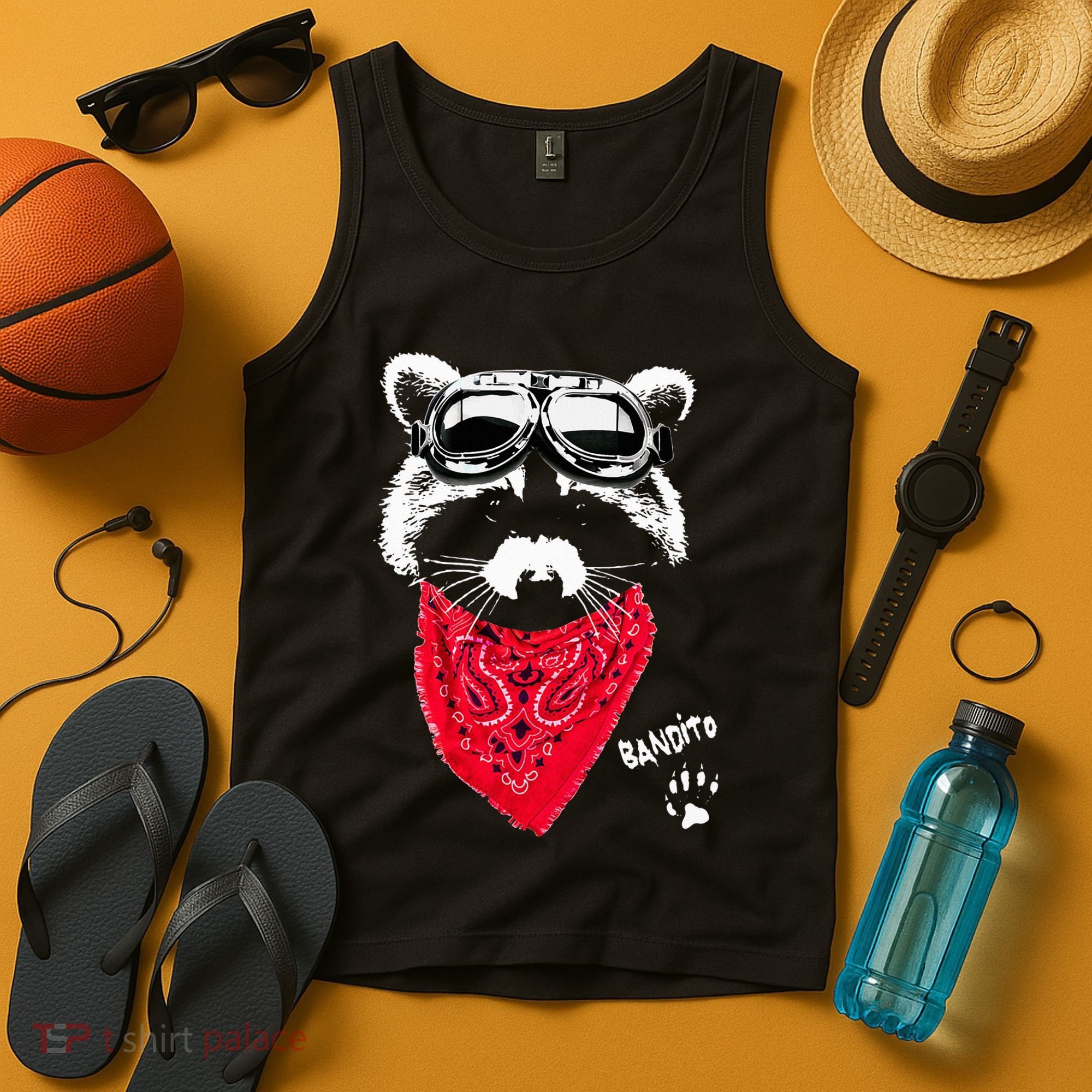 Bandito Raccoon In Red Scarf And Goggles Tank Top
