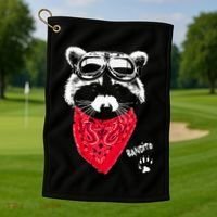 Bandito Raccoon In Red Scarf And Goggles Golf Towel thumb 1