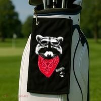 Bandito Raccoon In Red Scarf And Goggles Golf Towel thumb 2