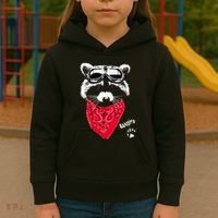 Bandito Raccoon In Red Scarf And Goggles Kids Hoodie thumb 3