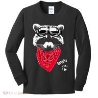 Bandito Raccoon In Red Scarf And Goggles Kids Long Sleeve Shirt thumb 0
