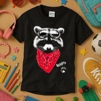 Bandito Raccoon In Red Scarf And Goggles Kids T-Shirt thumb 3