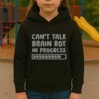 Brain Rot In Progress CanT Talk Gaming Brainrot Meme Kids Hoodie thumb 3