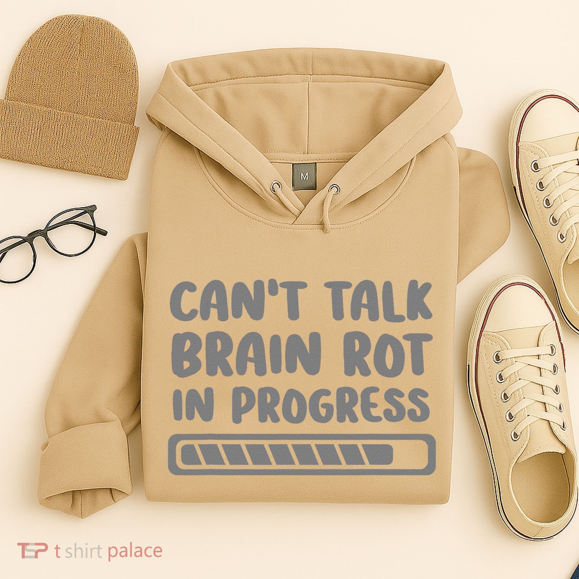 Brain Rot In Progress CanT Talk Gaming Brainrot Meme Hoodie