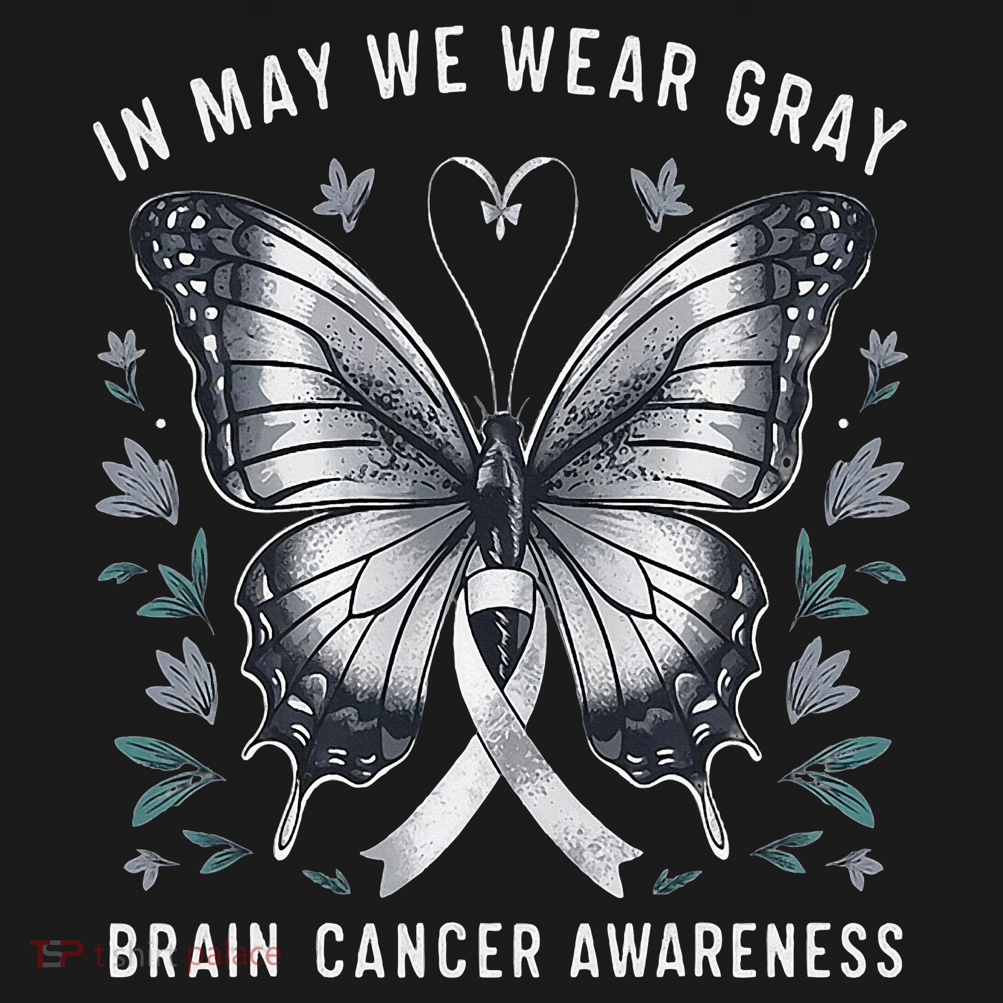 Butterfly Ribbon In May We Wear Gray Brain Cancer Awareness Women's Hoodie