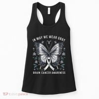 Butterfly Ribbon In May We Wear Gray Brain Cancer Awareness Women's Tank Top thumb 0