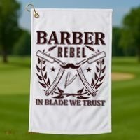 Barber Rebel In Blade We Trust Golf Towel thumb 1