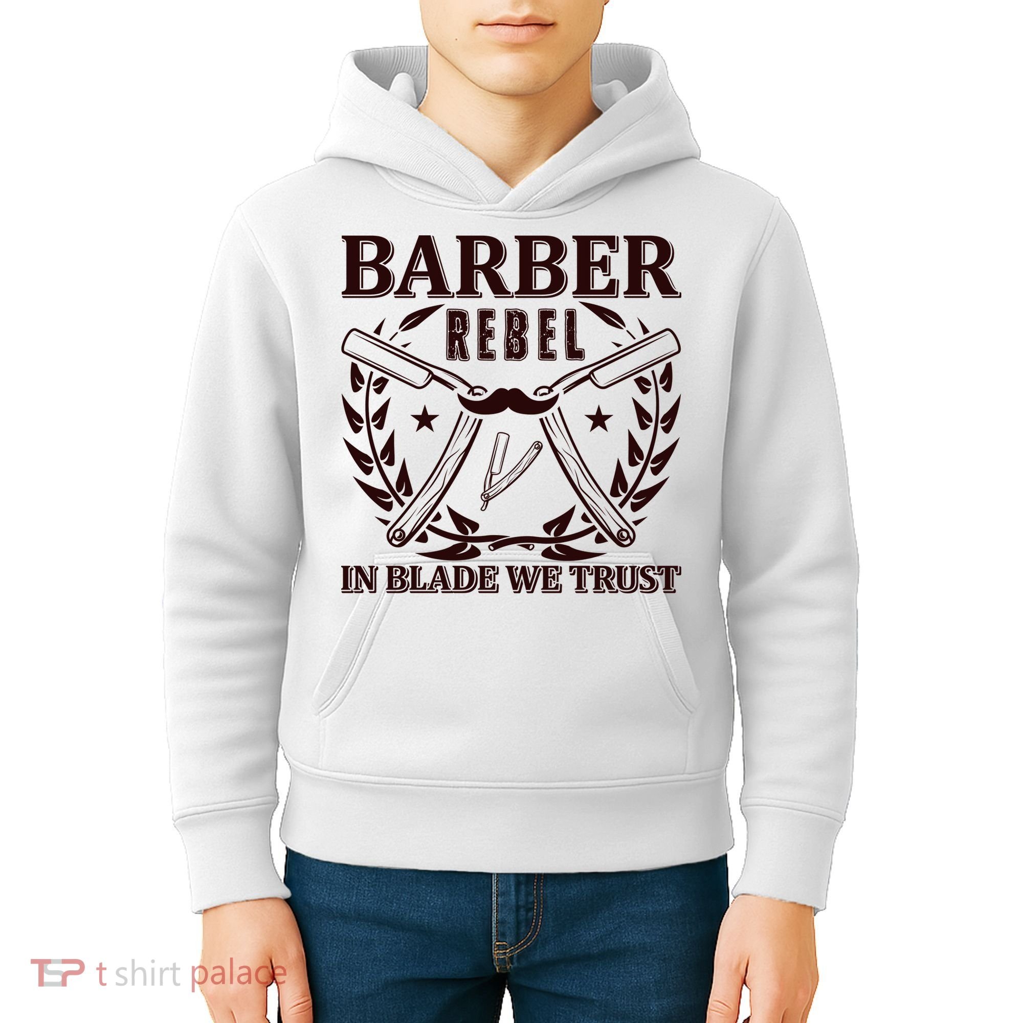 Barber Rebel In Blade We Trust Kids Hoodie
