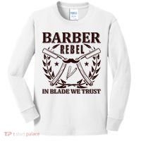 Barber Rebel In Blade We Trust Kids Long Sleeve Shirt thumb 0