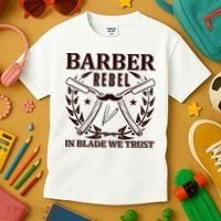 Barber Rebel In Blade We Trust Kids T-Shirt thumb 3