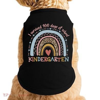 Boho Rainbow I Survived 100 Days Of Kindergarten Student Gift Doggie Tank