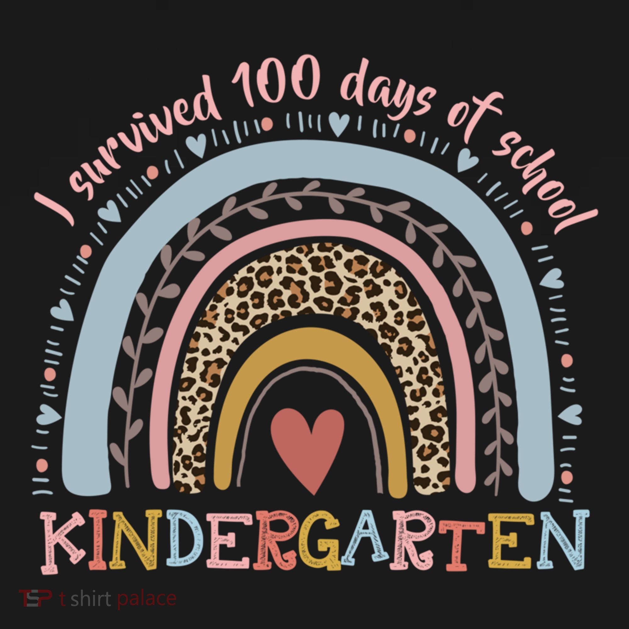 Boho Rainbow I Survived 100 Days Of Kindergarten Student Gift USA-Made Doggie Bandana