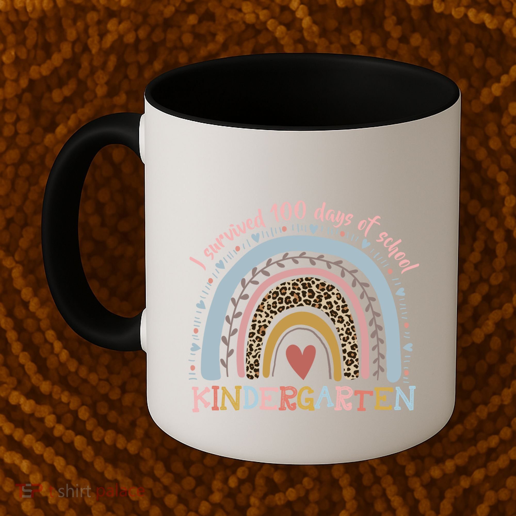 Boho Rainbow I Survived 100 Days Of Kindergarten Student Gift Coffee Mug