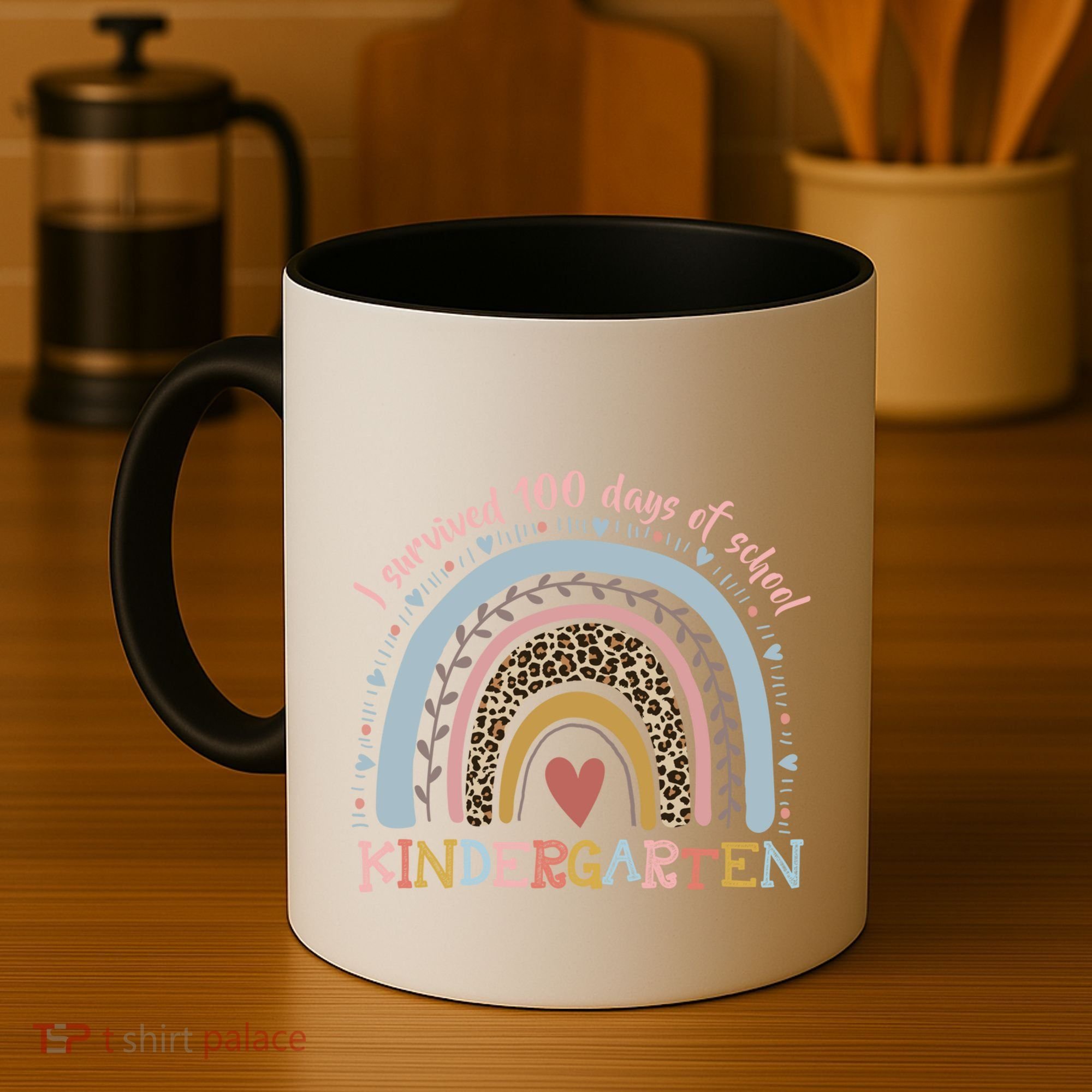 Boho Rainbow I Survived 100 Days Of Kindergarten Student Gift Coffee Mug
