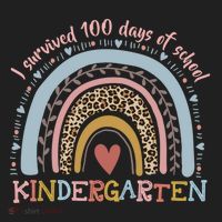 Boho Rainbow I Survived 100 Days Of Kindergarten Student Gift Beanie thumb 2