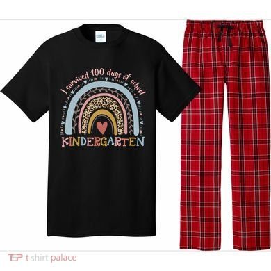 Boho Rainbow I Survived 100 Days Of Kindergarten Student Gift Pajama Set