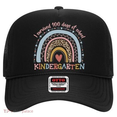 Boho Rainbow I Survived 100 Days Of Kindergarten Student Gift Hat