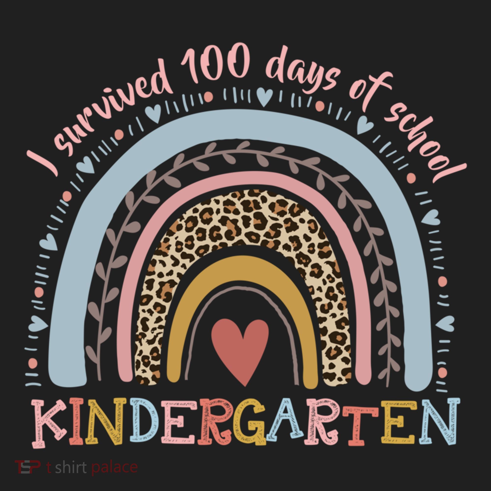 Boho Rainbow I Survived 100 Days Of Kindergarten Student Gift Hat