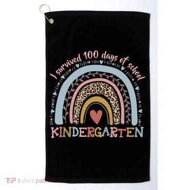 Boho Rainbow I Survived 100 Days Of Kindergarten Student Gift Golf Towel