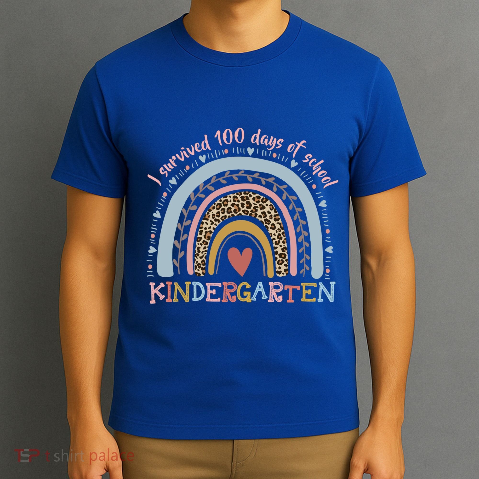 Boho Rainbow I Survived 100 Days Of Kindergarten Student Gift T-Shirt