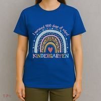 Boho Rainbow I Survived 100 Days Of Kindergarten Student Gift T-Shirt thumb 4