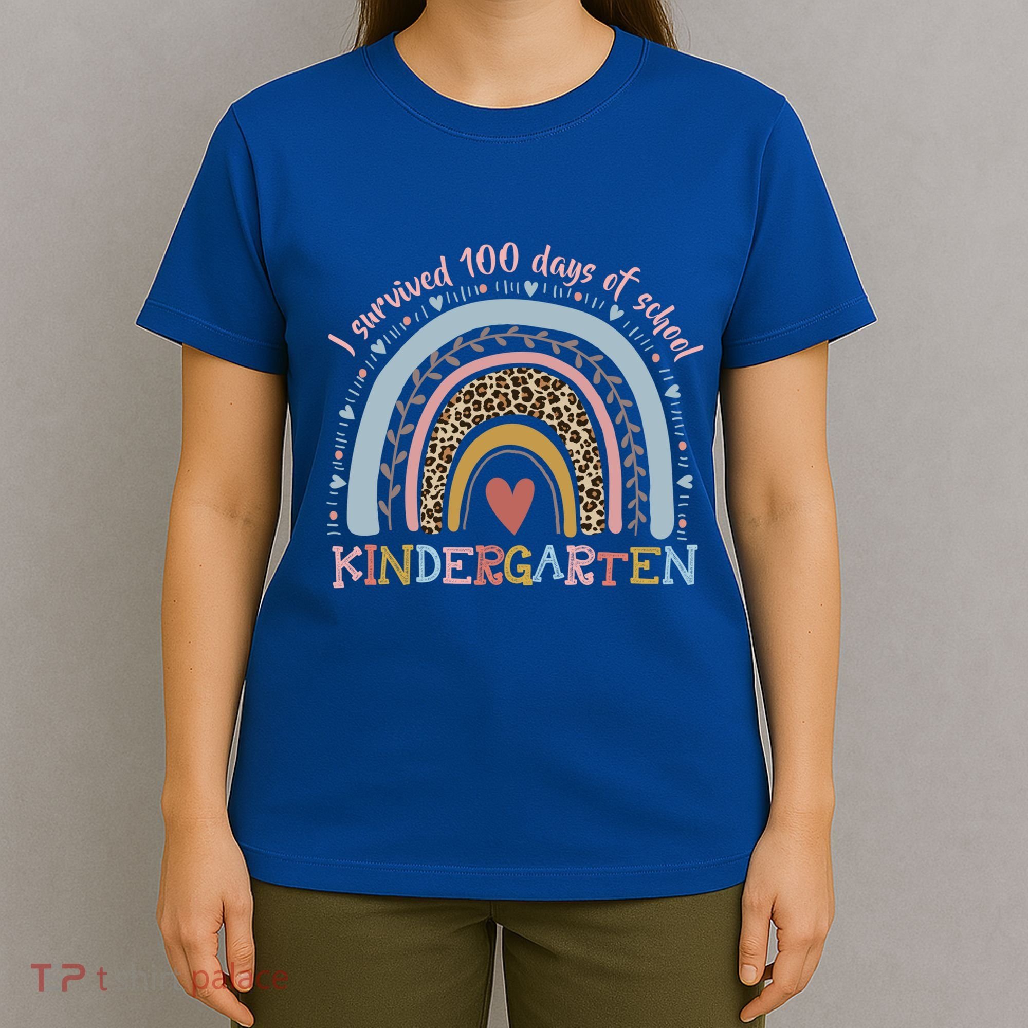 Boho Rainbow I Survived 100 Days Of Kindergarten Student Gift T-Shirt