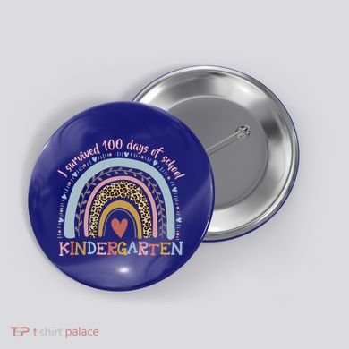 Boho Rainbow I Survived 100 Days Of Kindergarten Student Gift Button