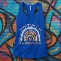 Boho Rainbow I Survived 100 Days Of Kindergarten Student Gift Women's Tank Top thumb 3