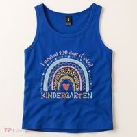 Boho Rainbow I Survived 100 Days Of Kindergarten Student Gift Tank Top thumb 2