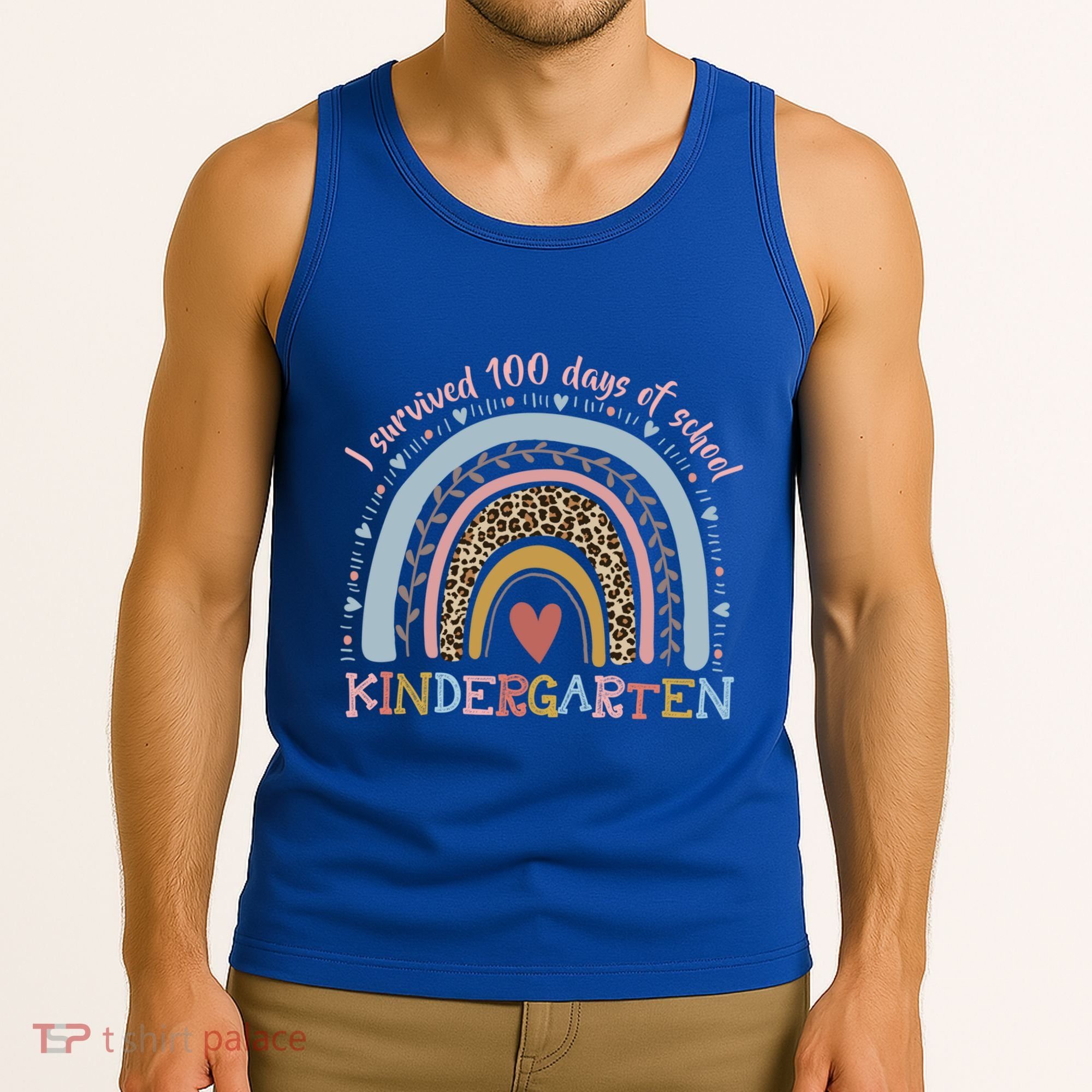 Boho Rainbow I Survived 100 Days Of Kindergarten Student Gift Tank Top
