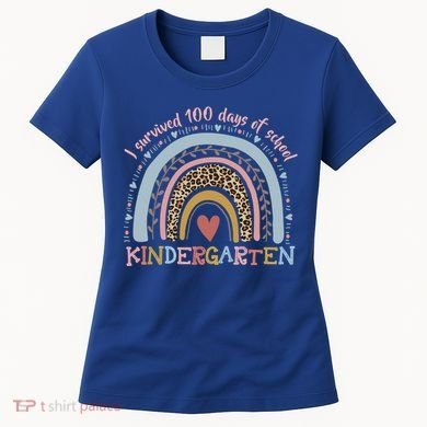 Boho Rainbow I Survived 100 Days Of Kindergarten Student Gift Women's T-Shirt