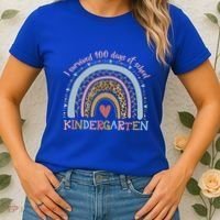 Boho Rainbow I Survived 100 Days Of Kindergarten Student Gift Women's T-Shirt thumb 2