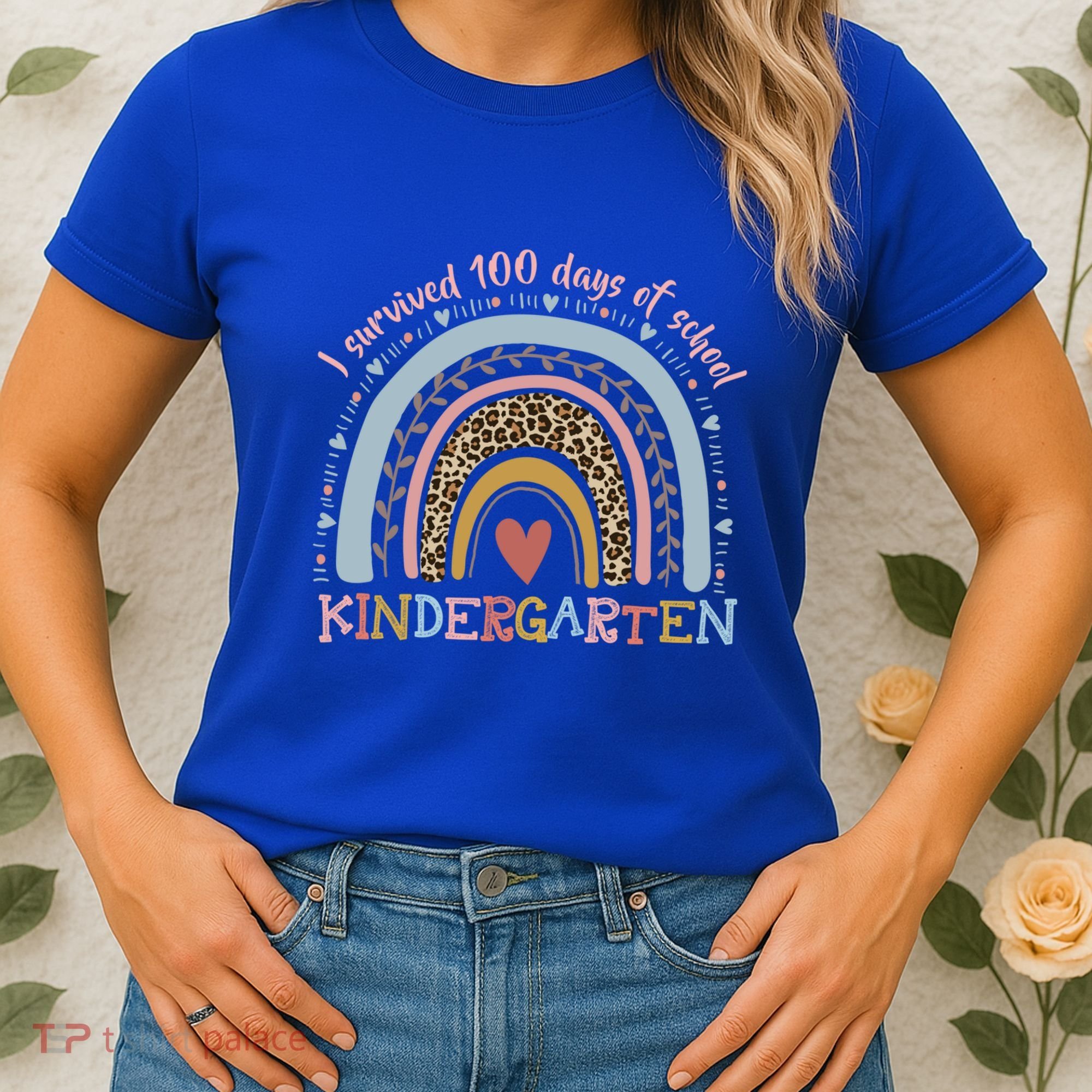 Boho Rainbow I Survived 100 Days Of Kindergarten Student Gift Women's T-Shirt