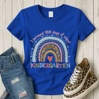 Boho Rainbow I Survived 100 Days Of Kindergarten Student Gift Women's T-Shirt thumb 3