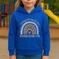 Boho Rainbow I Survived 100 Days Of Kindergarten Student Gift Kids Hoodie thumb 3