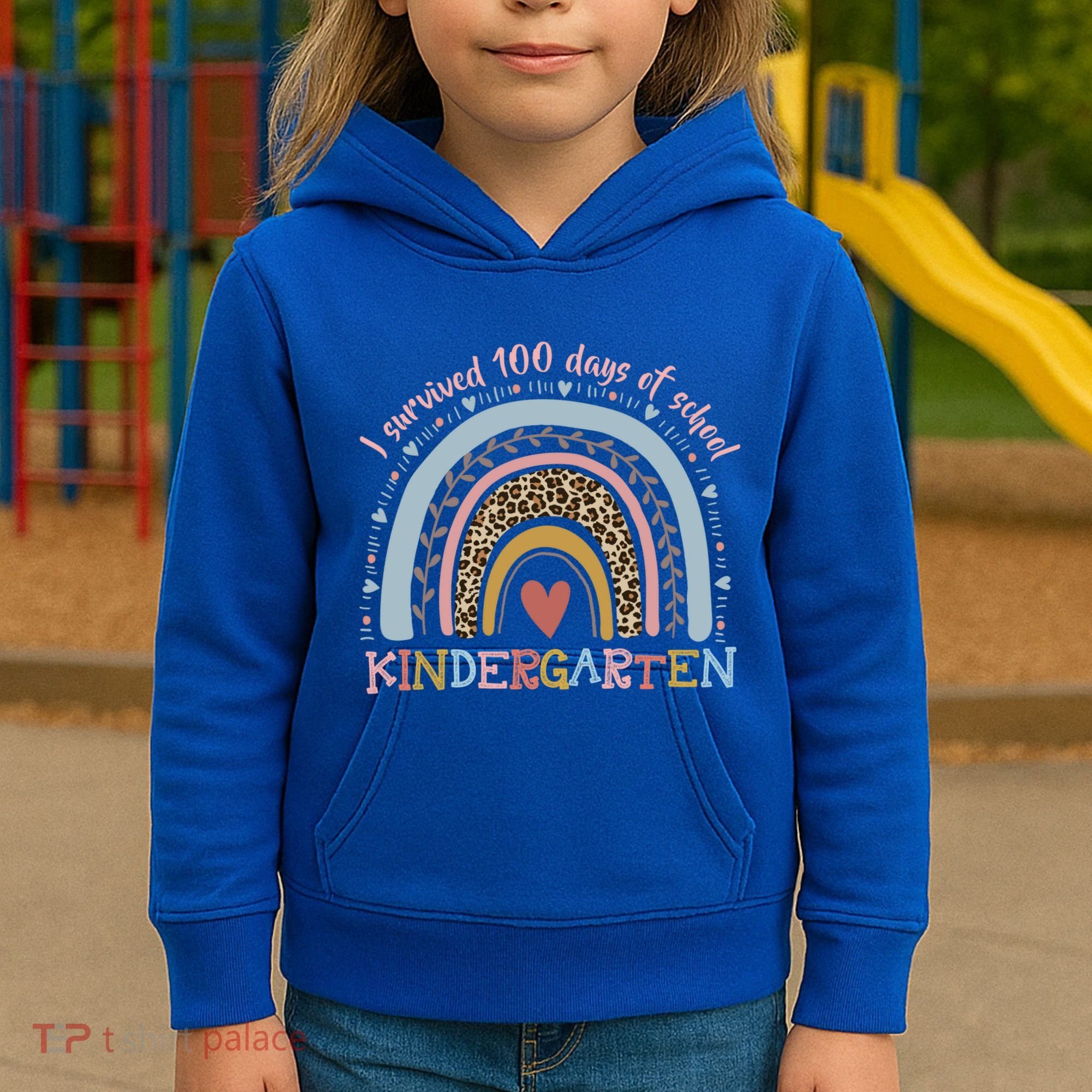 Boho Rainbow I Survived 100 Days Of Kindergarten Student Gift Kids Hoodie