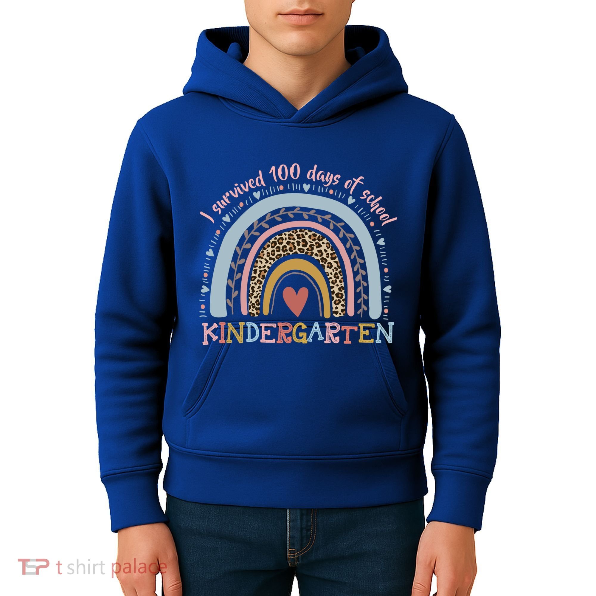 Boho Rainbow I Survived 100 Days Of Kindergarten Student Gift Kids Hoodie