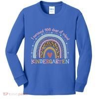 Boho Rainbow I Survived 100 Days Of Kindergarten Student Gift Kids Long Sleeve Shirt thumb 0