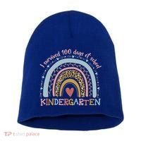 Boho Rainbow I Survived 100 Days Of Kindergarten Student Gift Short Acrylic Beanie thumb 0