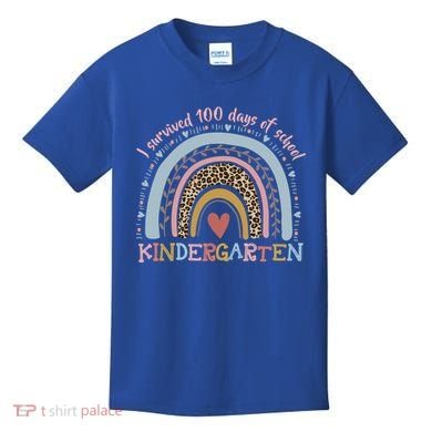 Boho Rainbow I Survived 100 Days Of Kindergarten Student Gift Kids T-Shirt