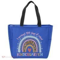 Boho Rainbow I Survived 100 Days Of Kindergarten Student Gift Tote Bag thumb 0