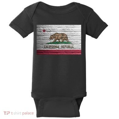 Brick California Republic Bear Flag Baby Bodysuit