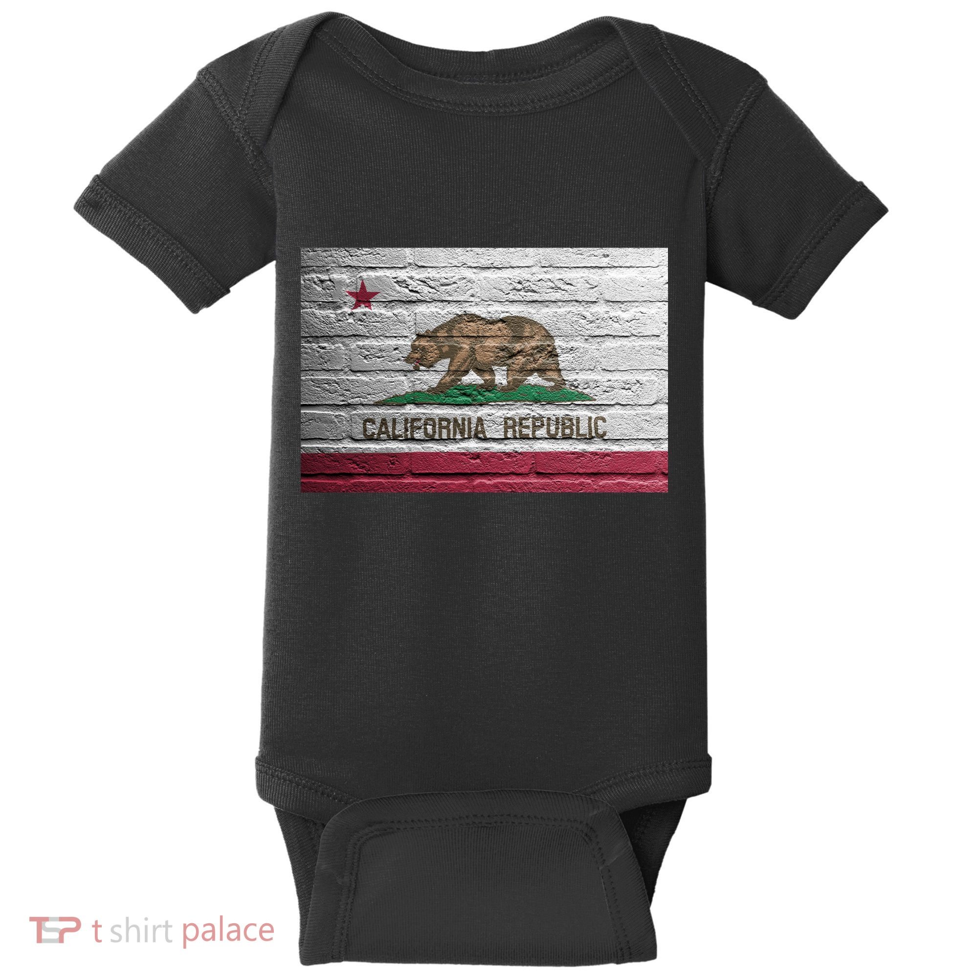 Brick California Republic Bear Flag Baby Bodysuit
