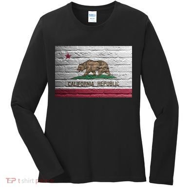 Brick California Republic Bear Flag Women's Long Sleeve Shirt