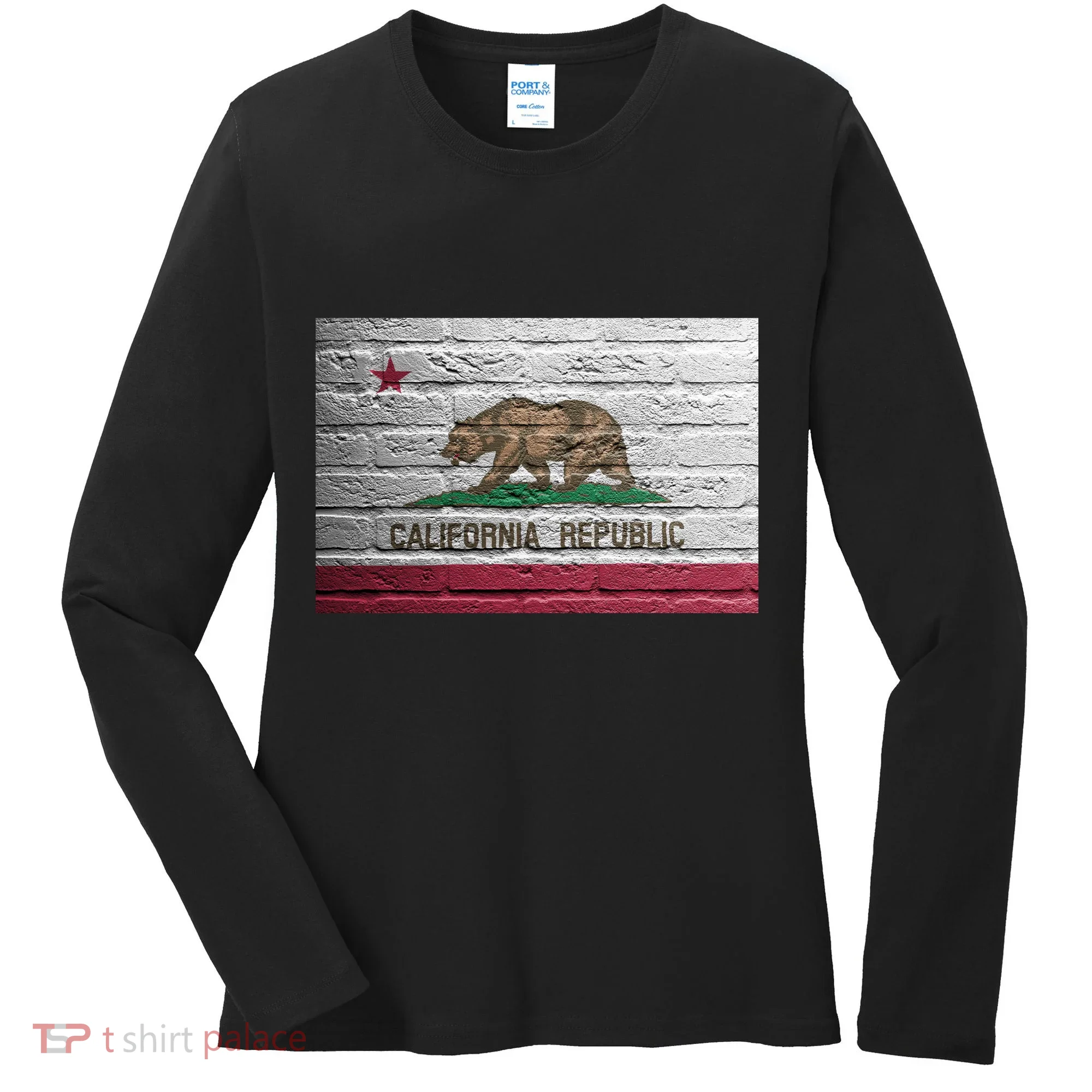 Brick California Republic Bear Flag Women's Long Sleeve Shirt