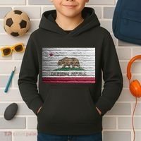 Brick California Republic Bear Flag Kids Hoodie thumb 2