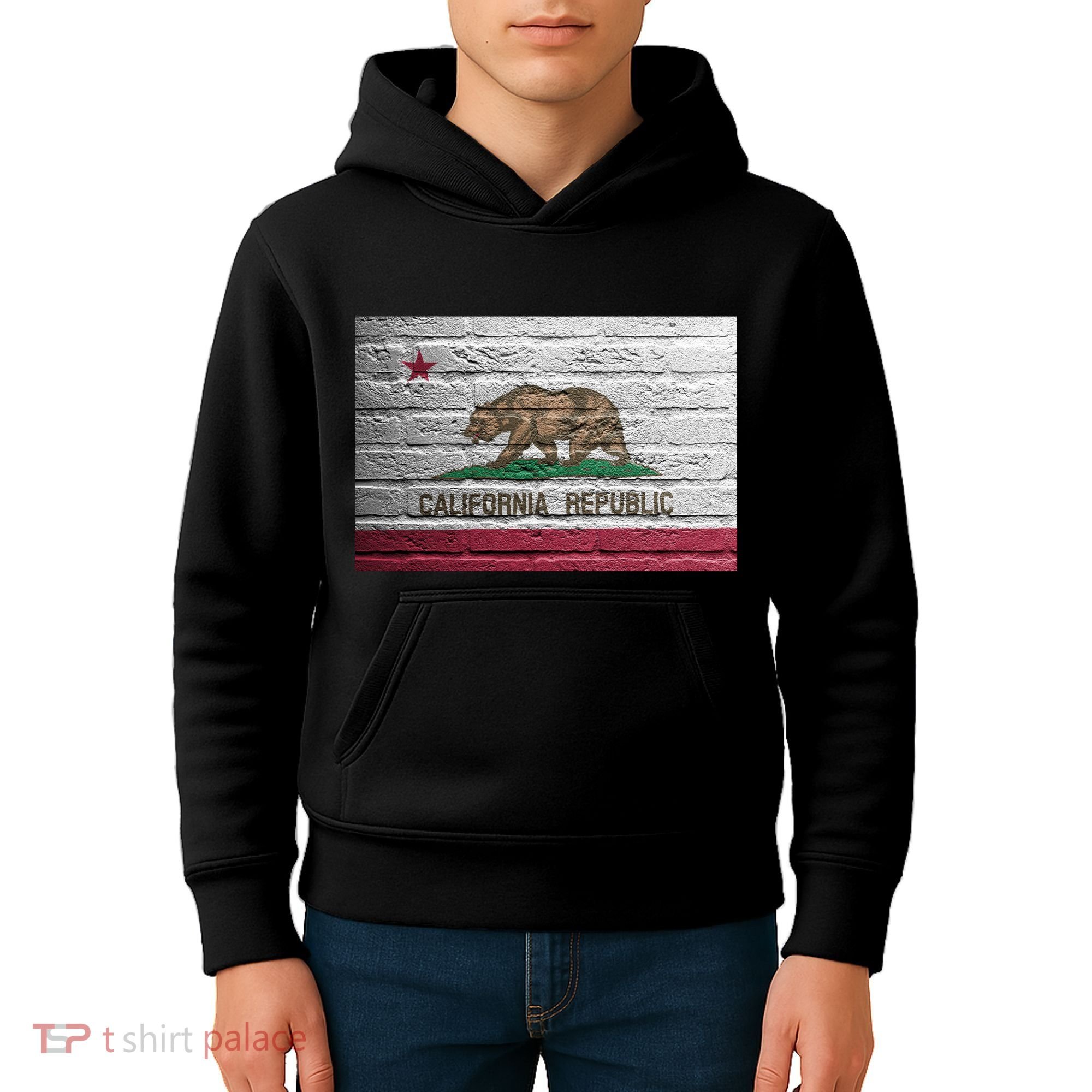 Brick California Republic Bear Flag Kids Hoodie