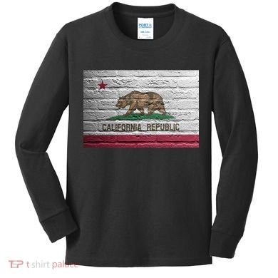 Brick California Republic Bear Flag Kids Long Sleeve Shirt