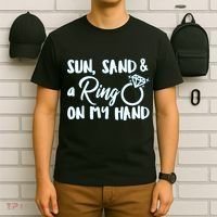 Bride Sun Sand & A Ring On My Hand T-Shirt thumb 6