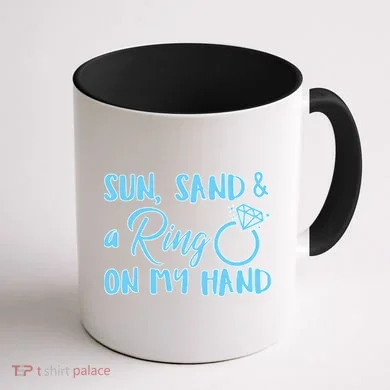 Bride Sun Sand & A Ring On My Hand Coffee Mug back